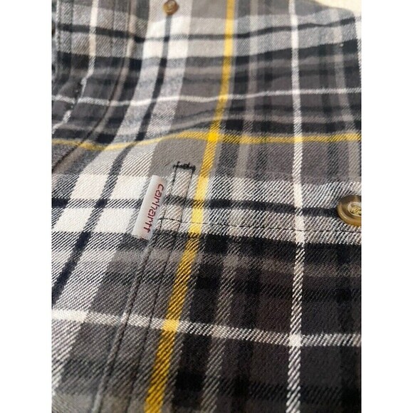 Carhartt Shirt Mens Size XL Yellow Plaid Button Up Long Sleeve Relaxed Fit - Picture 2 of 7